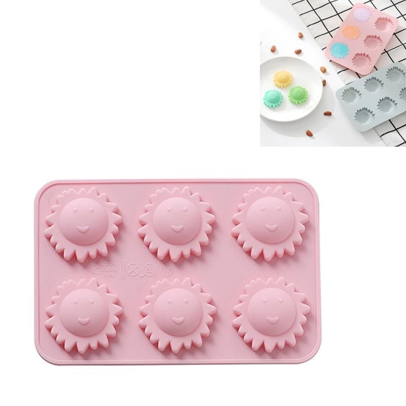 6 PCS Little Sun DIY Chocolate Candy Mold Ice Tray Baking Mold (Pink)