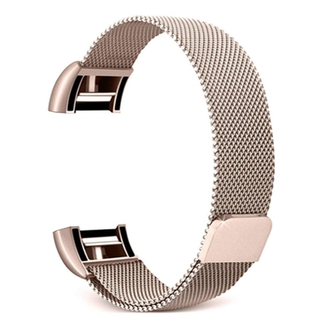 Smart Watch Stainless Steel Wrist Strap Watchband for FITBIT Charge 2, Size: L (Champagne Gold)