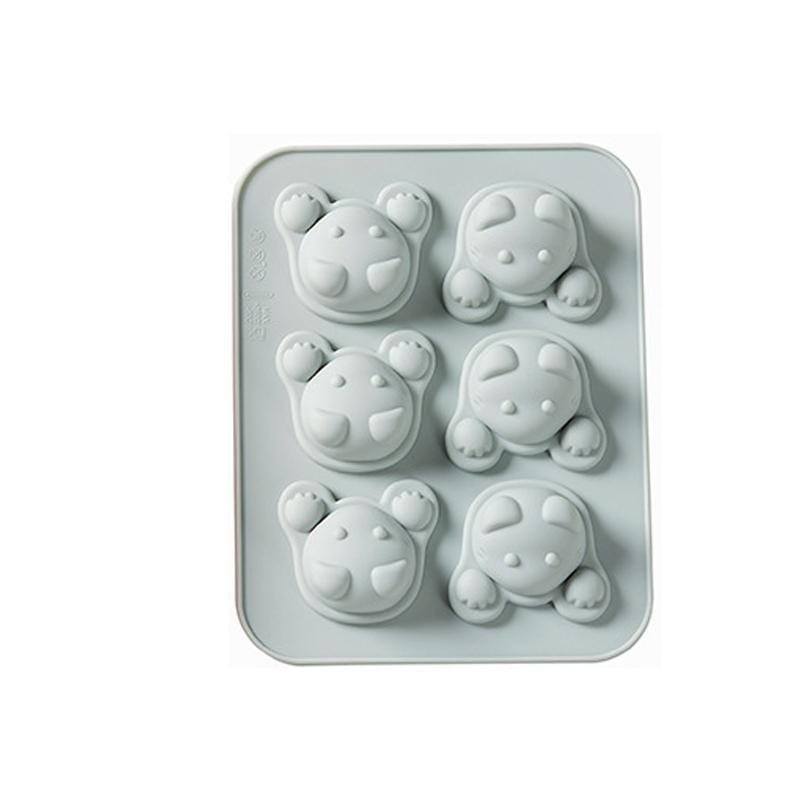 4 PCS Cartoon 6 Grid Kittens Silicone Ice Cube Chocolate Cake Mold Complementary Food Baking Mold (Pink)