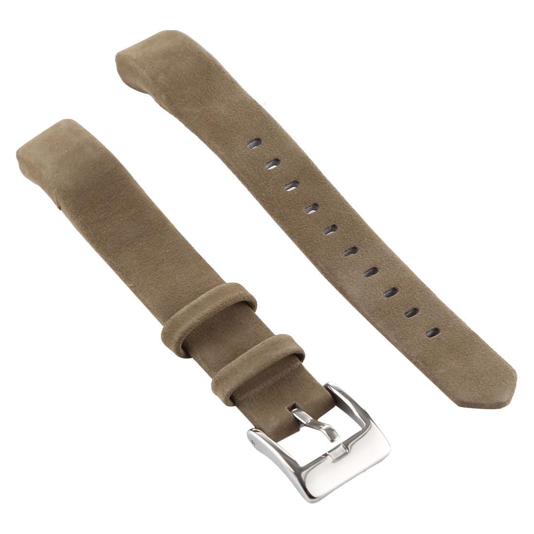 Smart Watch Shiny Leather Watchband for Fitbit Alta (Light Brown)