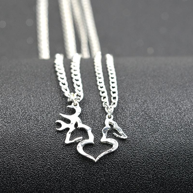 Dear Kissing Heart Shape Necklace Set for Men Women Couple Jewelry