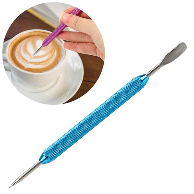 Fancy Coffee Pull Flower Needle Stainless Steel Carved Rod Crochet Flower Needle (Light Blue)