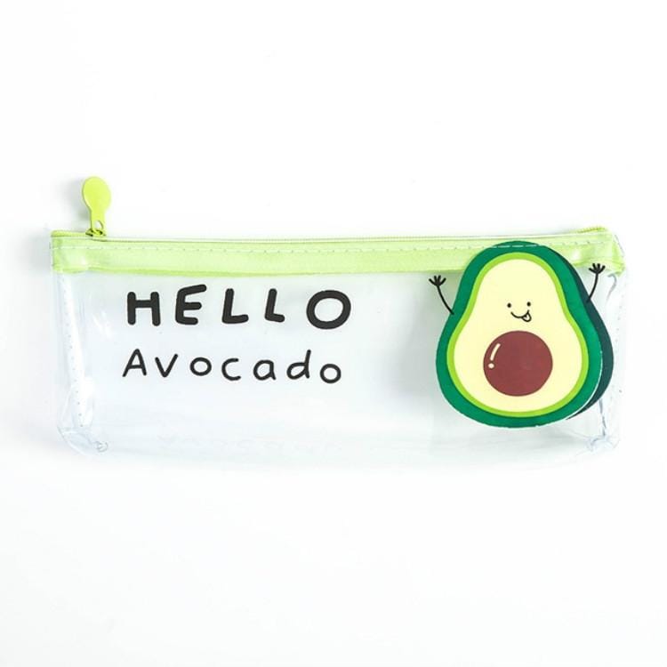 Creative Avocado Transparent Simple Portable Large Capacity Storage Bag Pencil Case Hello Avocado