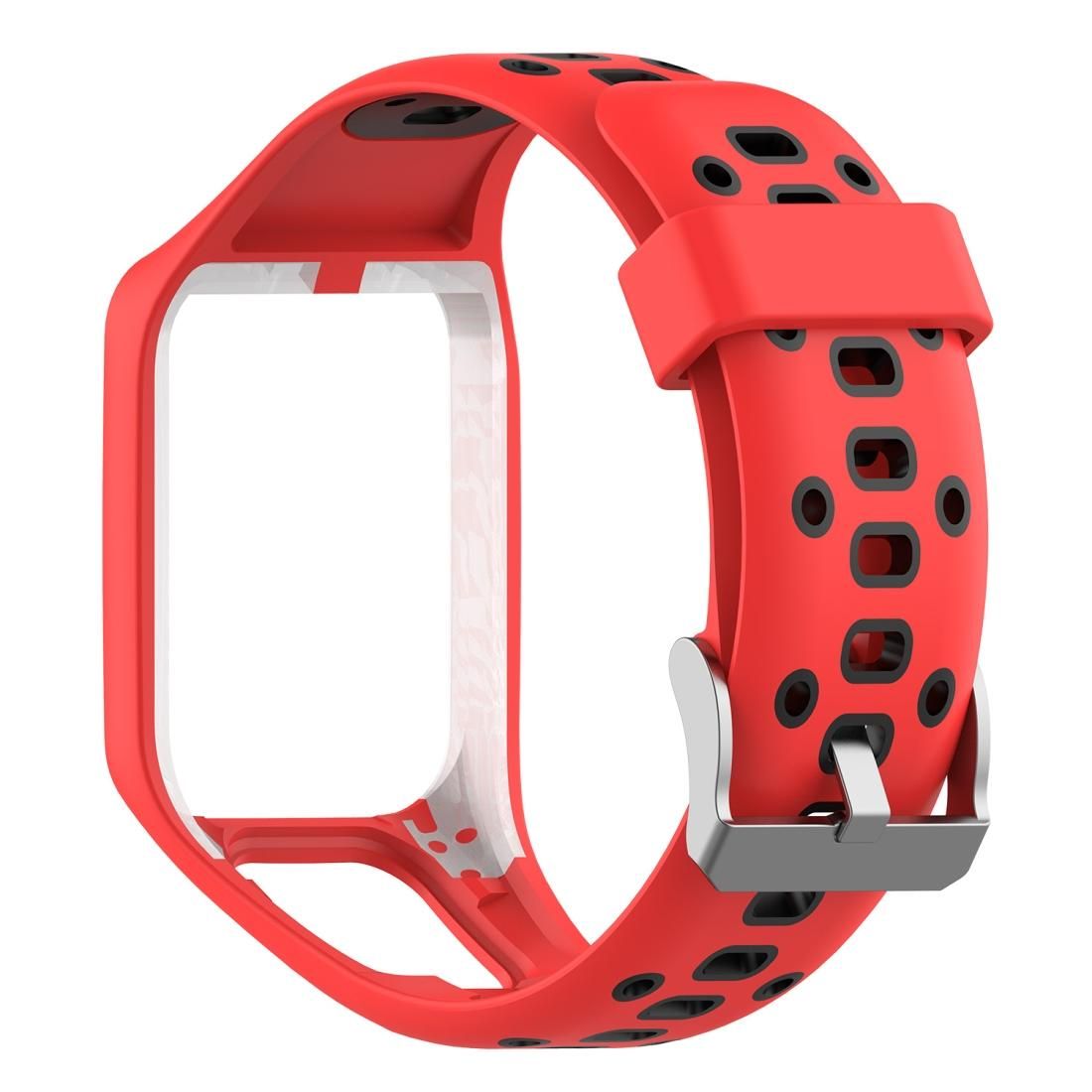 For Tomtom 2 Two-color Square Hole Silicone Replacement Strap Watchband (Red Black)