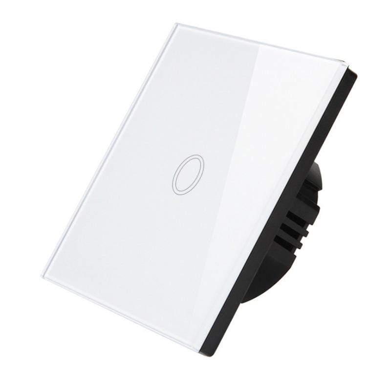 D6-01 86mm Wall Touch Switch, Tempered Glass Panel, 1 Gang 1 Way, EU / UK Standard (White)