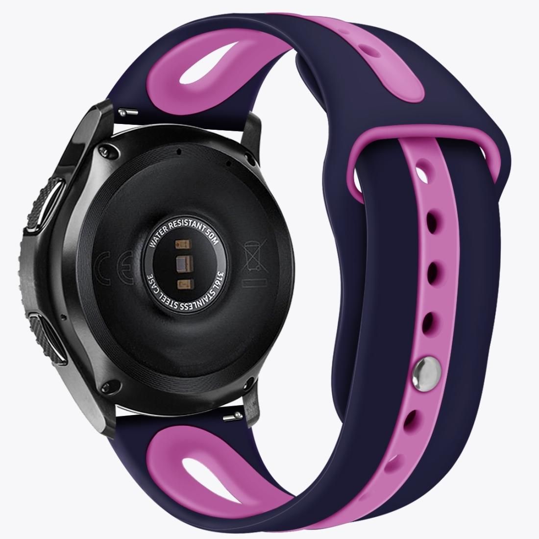 For Samsung Galaxy watch 46mm Two-tone Silicone Open Strap, Style: Type B (Blue Purple)