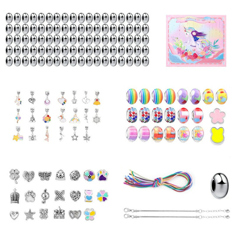 164Pcs Kids Bracelet Making Kit Girls Jewelry Making DIY Beads Hair Ring Bracelet Accessories with Box - Colorful A