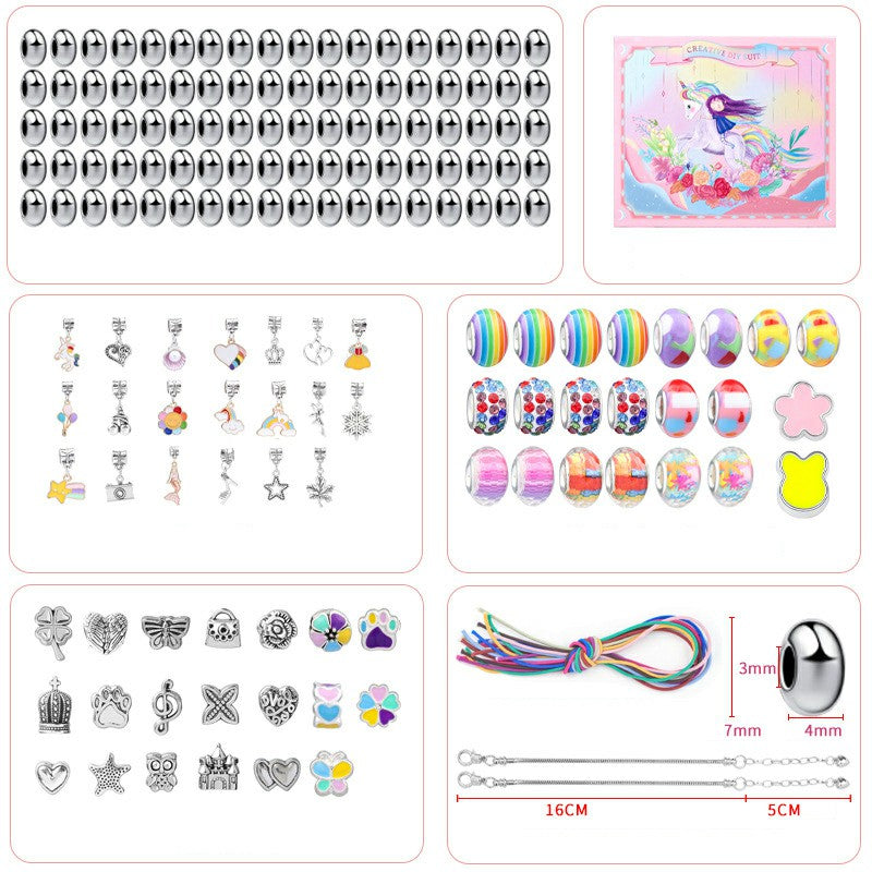 164Pcs Kids Bracelet Making Kit Girls Jewelry Making DIY Beads Hair Ring Bracelet Accessories with Box - Colorful A