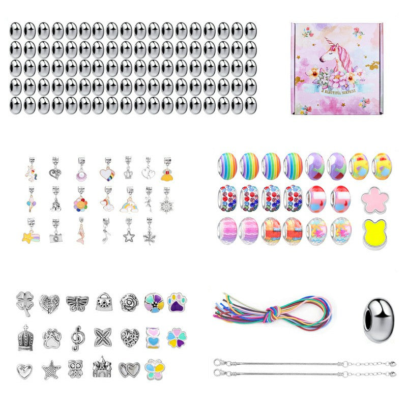 164Pcs Kids Bracelet Making Kit Girls Jewelry Making DIY Beads Hair Ring Bracelet Accessories with Box - Colorful B