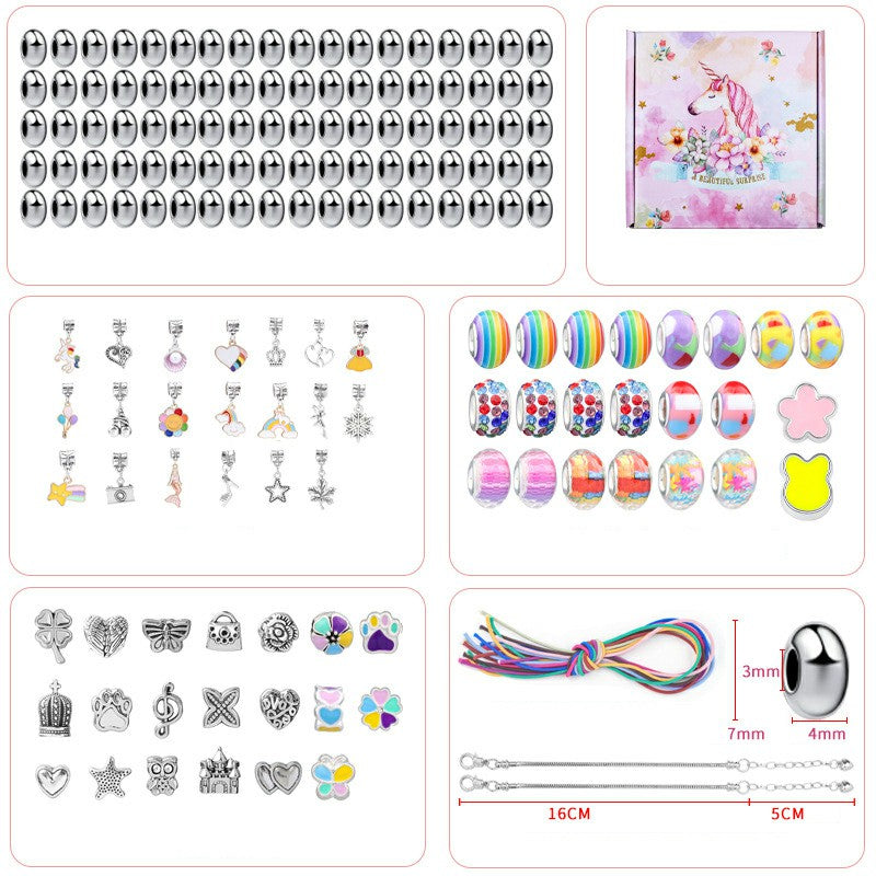 164Pcs Kids Bracelet Making Kit Girls Jewelry Making DIY Beads Hair Ring Bracelet Accessories with Box - Colorful B