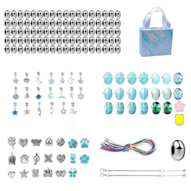 164Pcs Kids Bracelet Making Kit Girls Jewelry Making DIY Beads Hair Ring Bracelet Accessories with Box - Blue