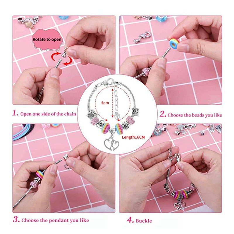 160Pcs Kids Bracelet Making Kit Girls Jewelry Making DIY Beaded Bracelet Charms Set with Gift Box