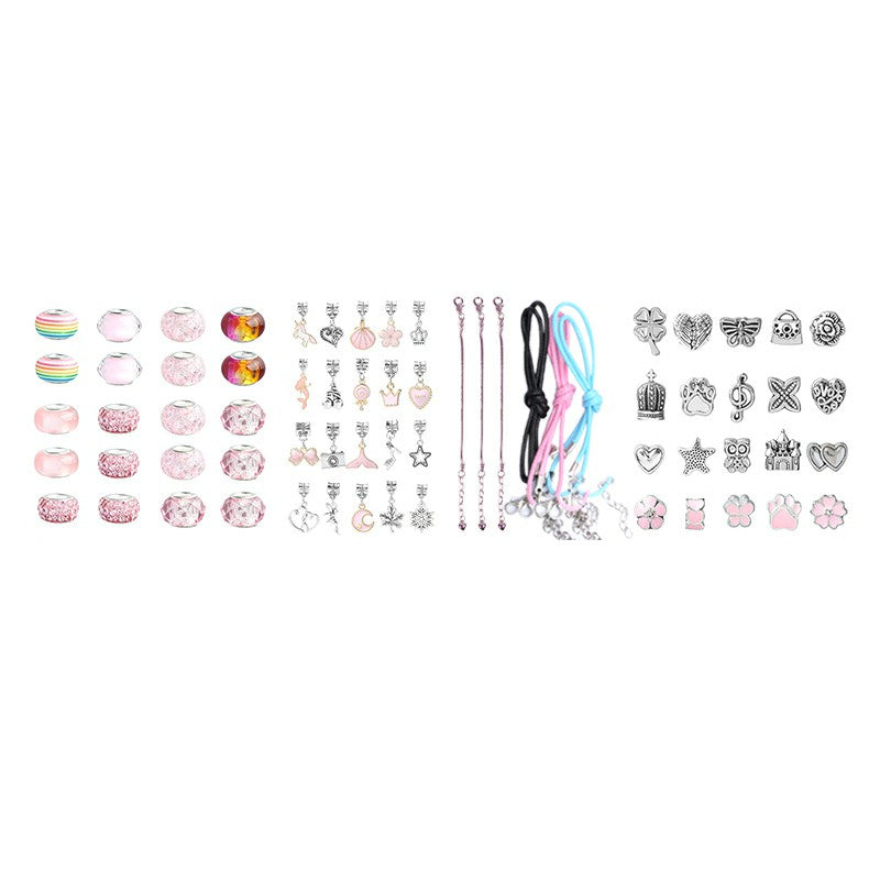 66Pcs Kids DIY Bead Jewelry Making Kit with Gift Box Beads for Girls Art and Craft Bracelets Necklace - Pink