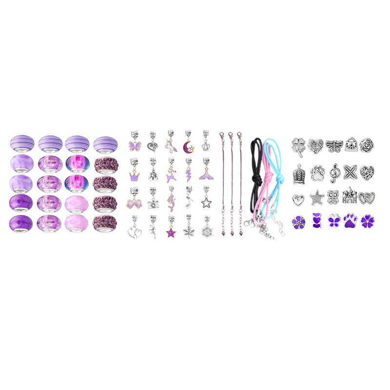 66Pcs Kids DIY Bead Jewelry Making Kit with Gift Box Beads for Girls Art and Craft Bracelets Necklace - Purple