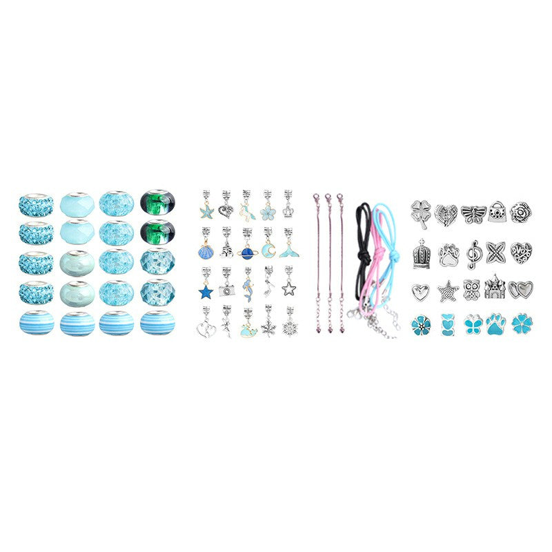 66Pcs Kids DIY Bead Jewelry Making Kit with Gift Box Beads for Girls Art and Craft Bracelets Necklace - Blue