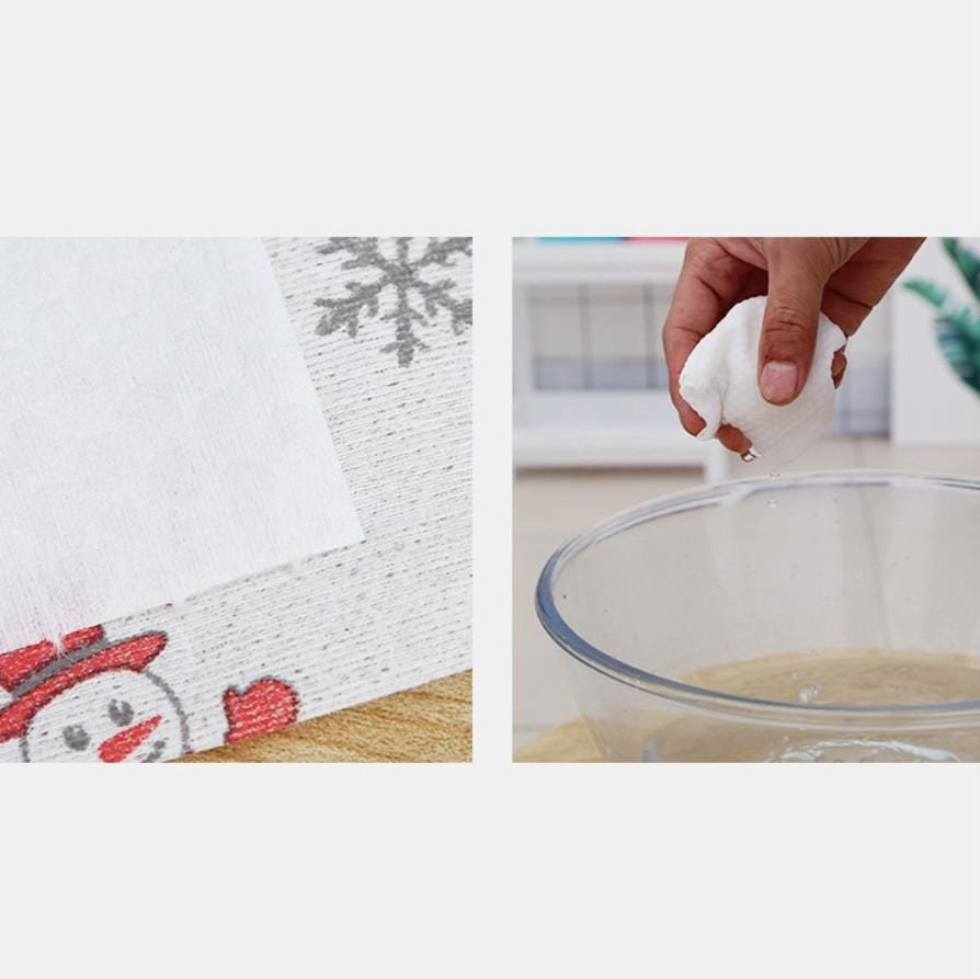 4 PCS Household Disposable Lazy Rags Wet And Dry Dual-use Absorbent Lint-free Dish Towels Kitchen Disposable Cleaning Rags, Style:Printing