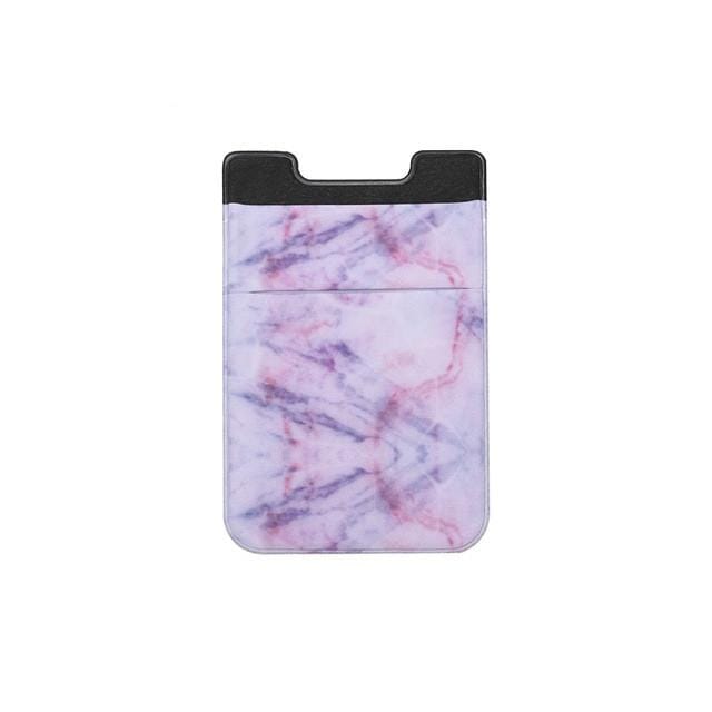 Marble Pattern Road Stretch Phone Back Plastic Card Holder Sticky Phone Clip (Purple   )