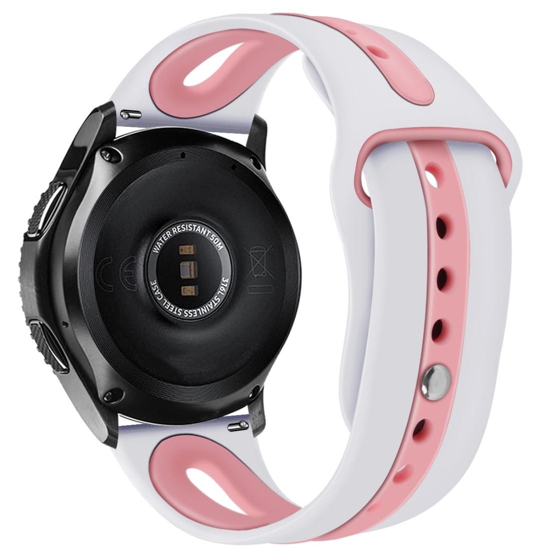 For Samsung Galaxy watch 46mm Two-tone Silicone Open Strap, Style: Type B (White Pink)