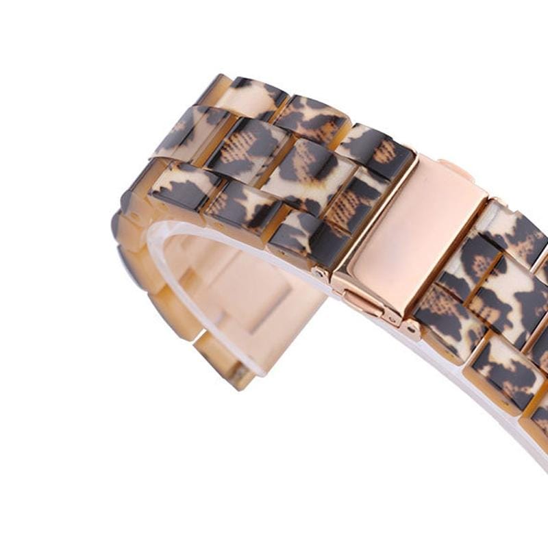 Leopard Pattern Gold Buckle Simple Fashion Resin Watch Strap for 20mm Connection Smart Watch