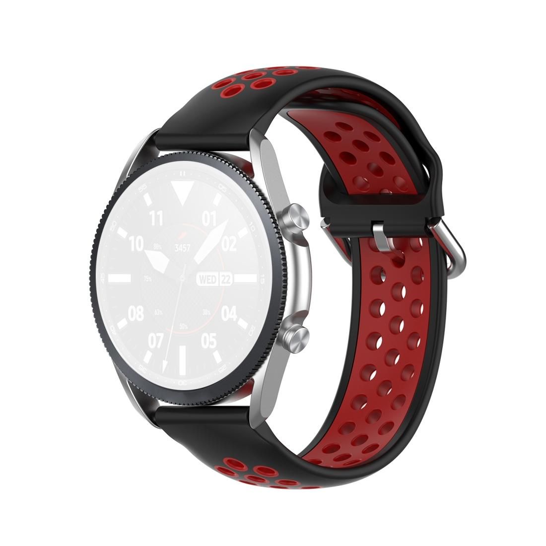 For Galaxy Watch 3 45mm Silicone Sports Two-tone Strap, Size: 22mm (Black Red)