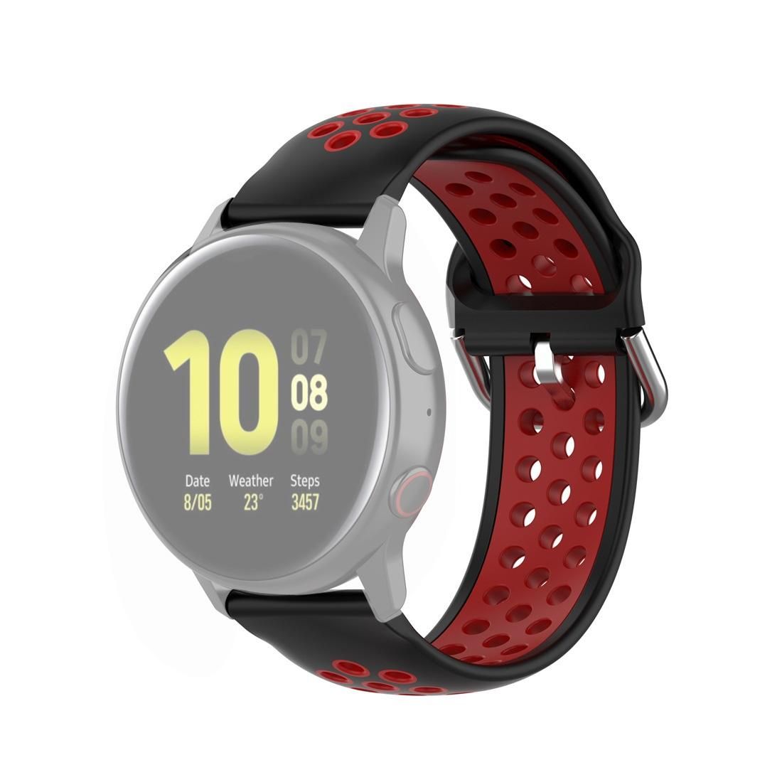 For Galaxy Watch Active2 / Active 20mm Clasp Two Color Sport Wrist Strap Watchband (Red + Black)