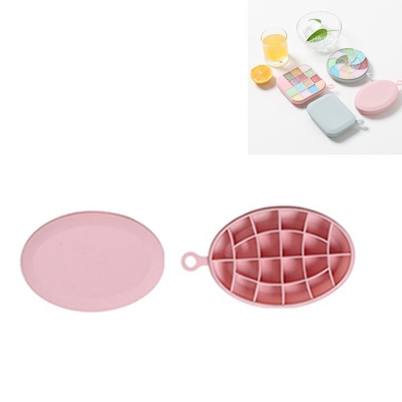 4 PCS Home Creative Geometric Simple Ice Tray Mold with Lid DIY Ice Cube Homemade Box, Style:Oval (Pink)