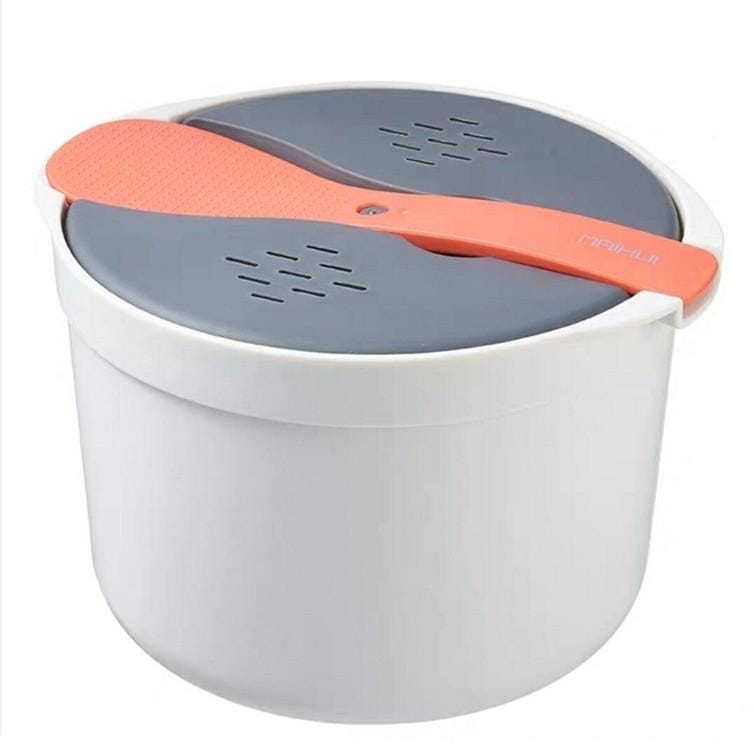 Kitchenware Microwave Oven Utensils Rrice Cooker Heating Steamer Pot Steamed Rice Box (Bright Orange)