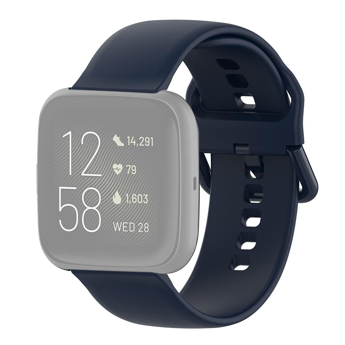23mm Color Buckle Silicone Wrist Strap Watch Band for Fitbit Versa 2 / Versa / Versa Lite / Blaze, Size: S (Midnight Blue)