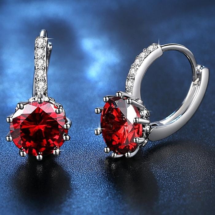 925 Sterling Silver Women Shiny Shape Micro-inserts Zircon Earrings (Water Blue)