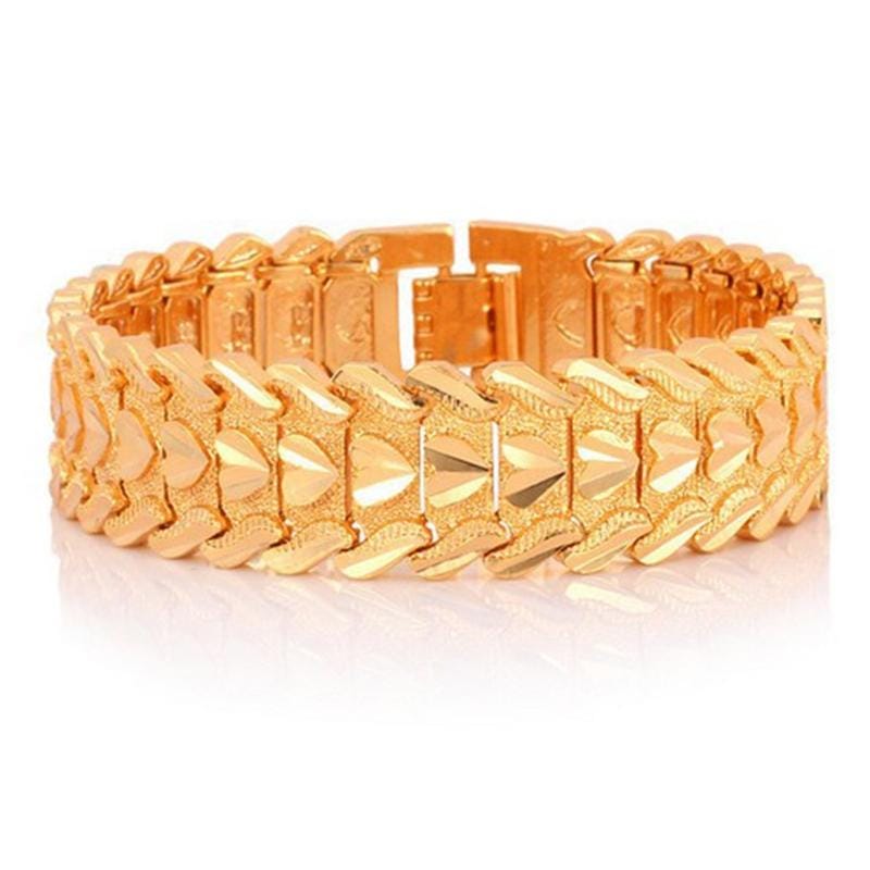 Fashion Brass Gold-plated Heart Bracelet Jewelry, Size: L (Gold)