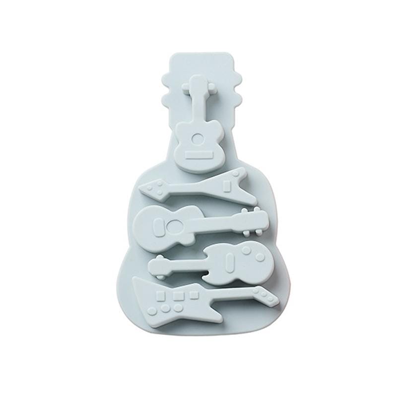 6 PCS Guitar Shape Silicone Mold Homemade DIY Chocolate Ice Tray Mold (Blue)