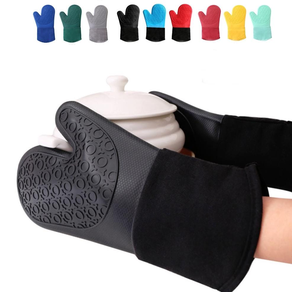 Thick Curved Mouth Silicone Anti-scalding Gloves High Temperature Microwave Oven Waterproof Non-slip Gloves Random Color Delivery