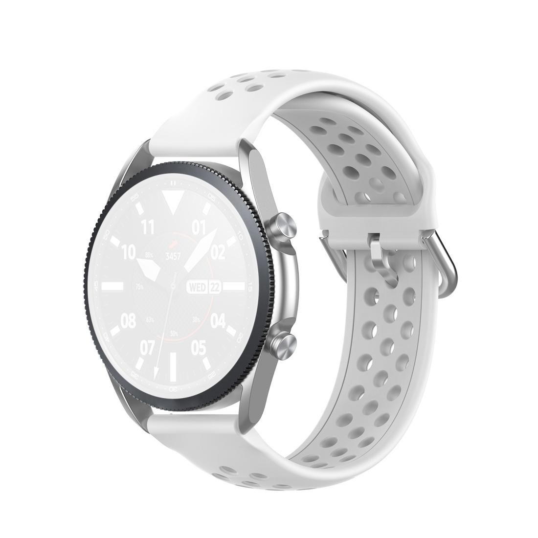 For Galaxy Watch 3 45mm Silicone Sports Solid Color Strap, Size: Free Size 22mm (White)