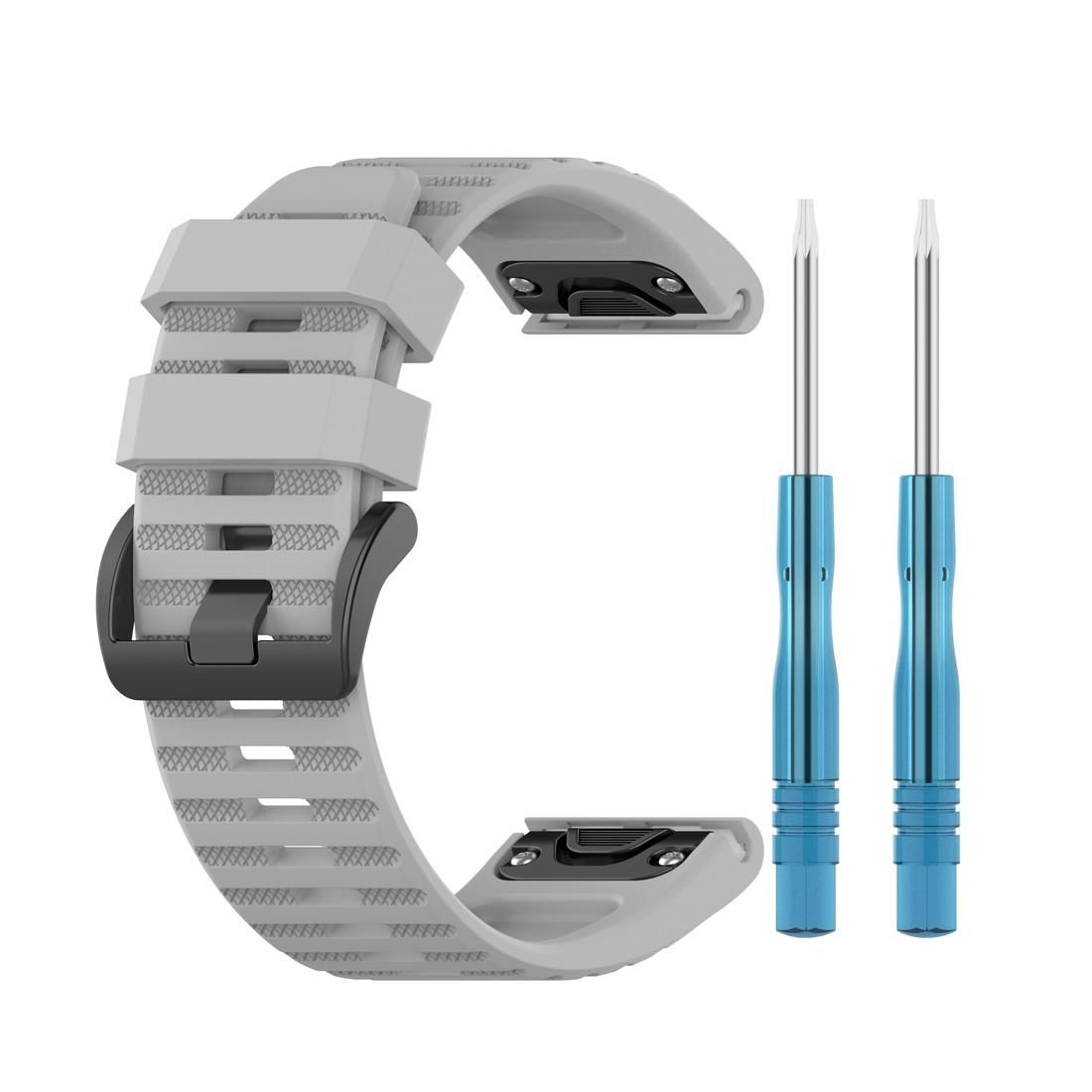 For Garmin Fenix 6 22mm Smart Watch Quick Release Silicon Wrist Strap Watchband (Grey)