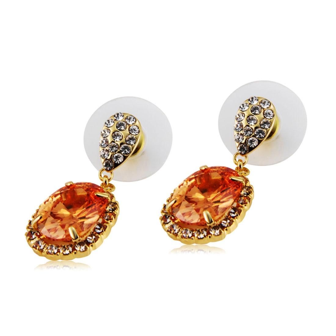 2 PCS 18K Gold-Plated Crystal Rhinestone Earrings for Female