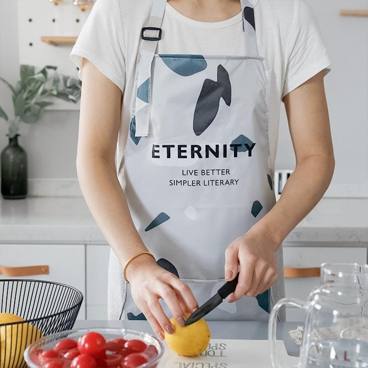 2 PCS Waterstone Pattern Wind-proof Hand-wiping Apron Simple Fashion Oil-proof Kitchen Household Overalls (Pink)