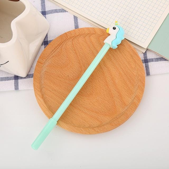 4 PCS Cartoon Unicorn Neutral Student Pen (Grey)