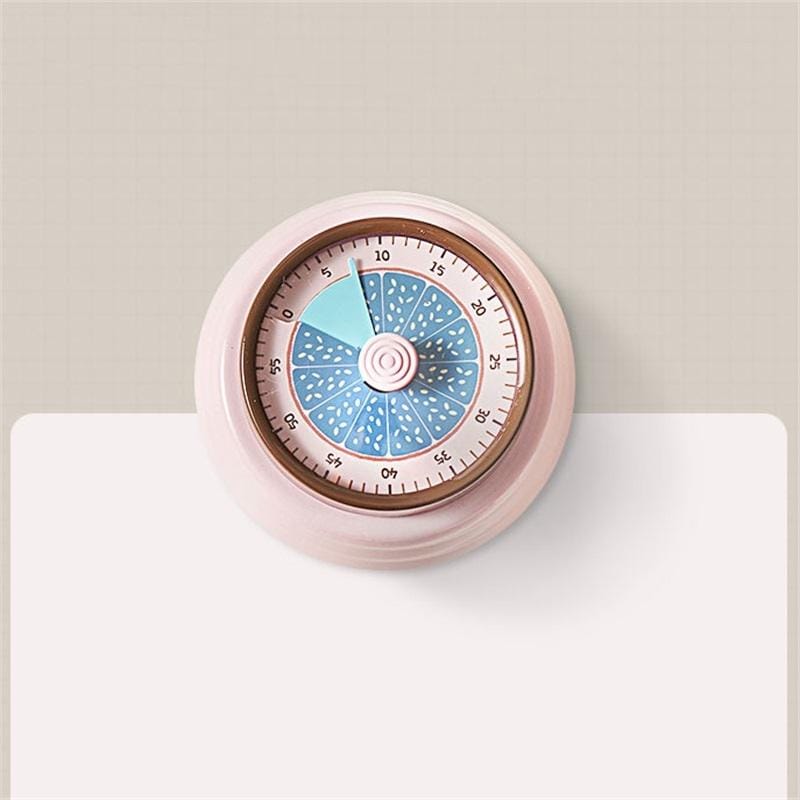 Kitchen Magnet Mechanical Timer Alarm Clock Countdown (Pink)