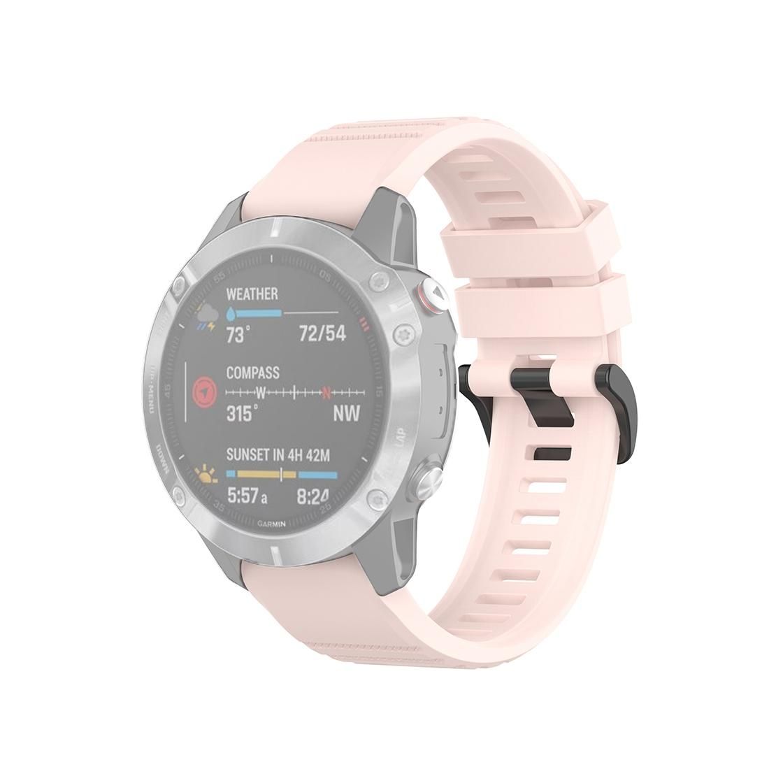 For Garmin Fenix 6 22mm Quick Release Official Texture Wrist Strap Watchband with Metal Button (Light Pink)