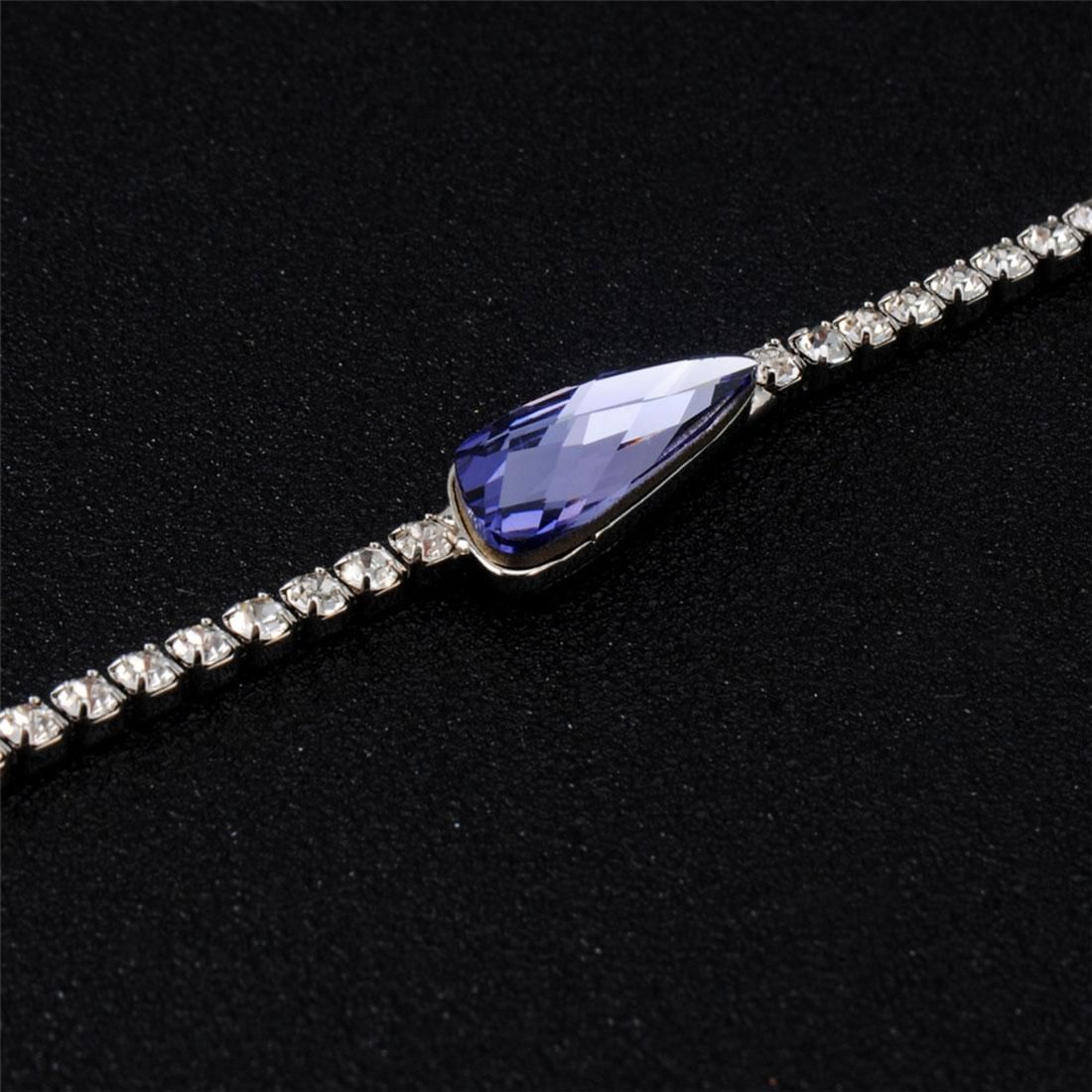 Rhinestone-Studded Purple Crystal Inlaid Bracelet for Female, Chain Length: 20.7cm