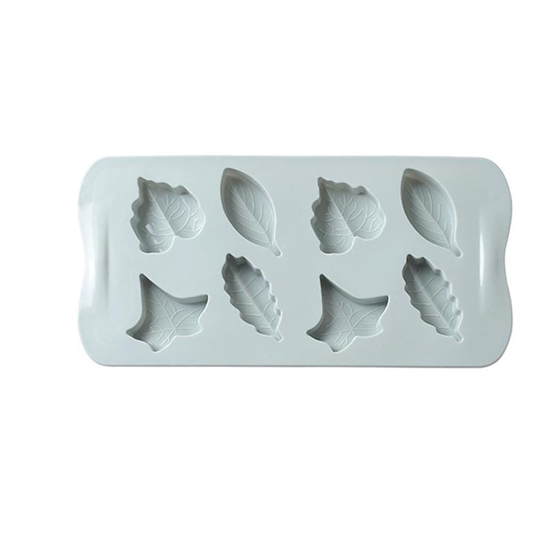 6 PCS Small Green Leaves Chocolate Mold DIY Baking Tools Silicone Ice Tray Cake Mold (Blue)