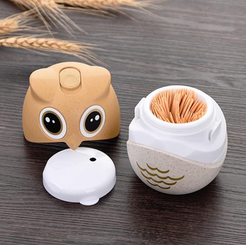 6 PCS Restaurant Household Toothpick Box Wheat Straw Owl Shape Toothpick Holder