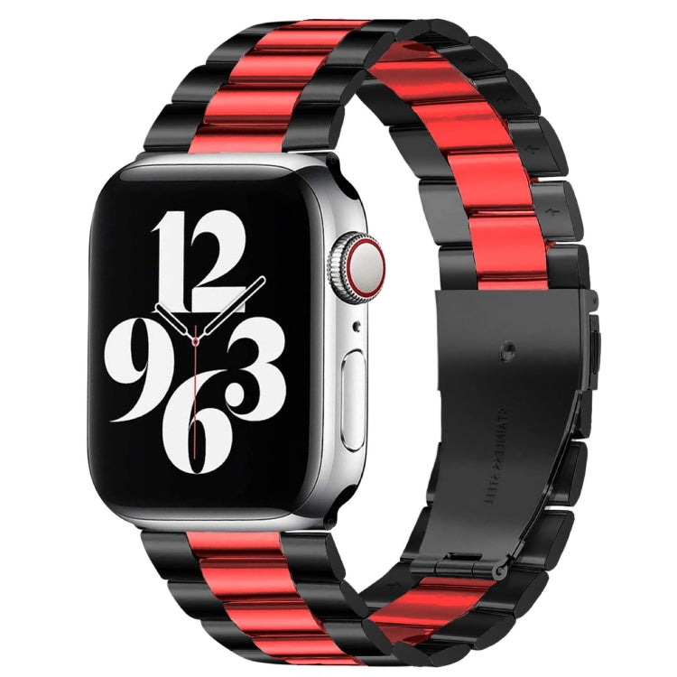 For Apple Watch Series 8&7 41mm / SE 2&6&SE&5&4 40mm / 3&2&1 38mm Fold Buckle 3 Beads Stainless Steel Watch Band