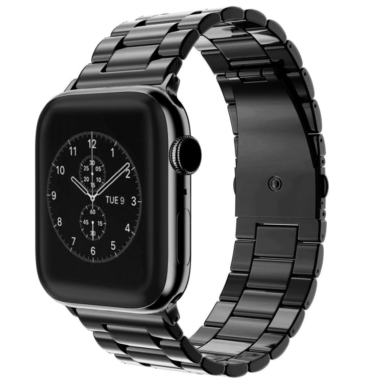 For Apple Watch Series 8&7 41mm / SE 2&6&SE&5&4 40mm / 3&2&1 38mm Fold Buckle 3 Beads Stainless Steel Watch Band