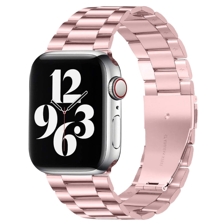 For Apple Watch Series 8&7 41mm / SE 2&6&SE&5&4 40mm / 3&2&1 38mm Fold Buckle 3 Beads Stainless Steel Watch Band