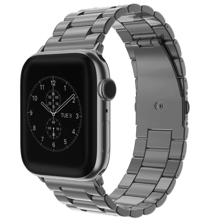 For Apple Watch Series 8&7 41mm / SE 2&6&SE&5&4 40mm / 3&2&1 38mm Fold Buckle 3 Beads Stainless Steel Watch Band