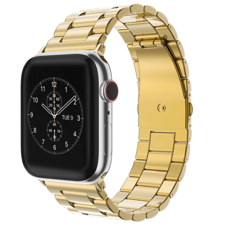 For Apple Watch Series 8&7 41mm / SE 2&6&SE&5&4 40mm / 3&2&1 38mm Fold Buckle 3 Beads Stainless Steel Watch Band