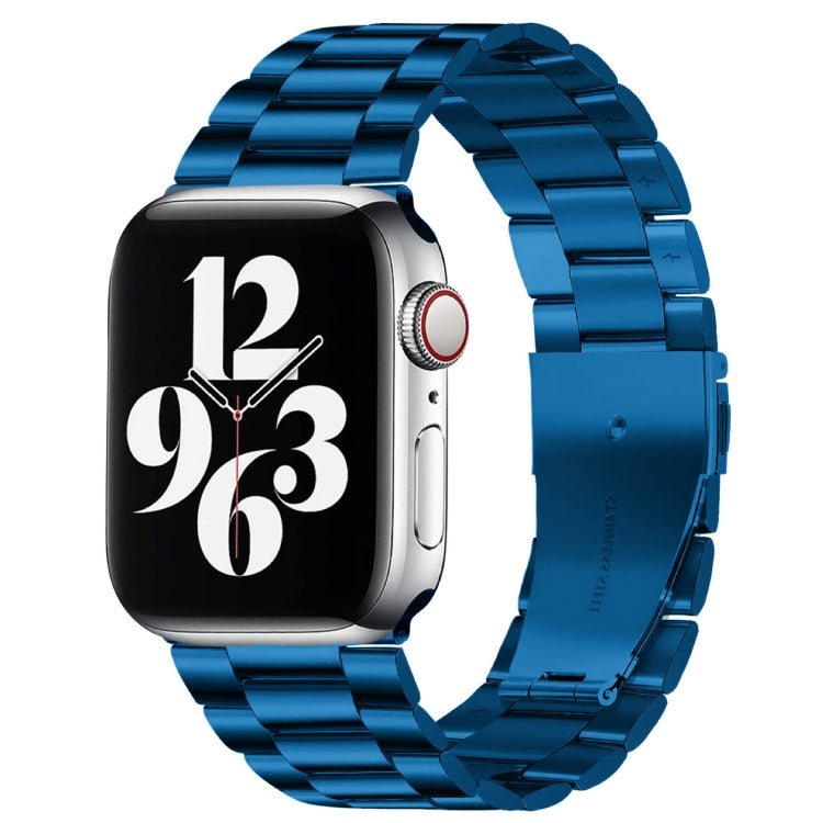 For Apple Watch Series 8&7 41mm / SE 2&6&SE&5&4 40mm / 3&2&1 38mm Fold Buckle 3 Beads Stainless Steel Watch Band