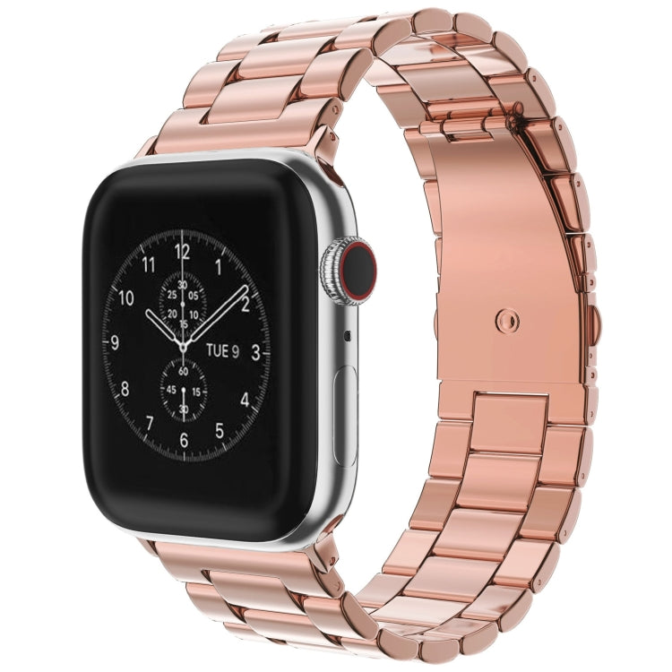 For Apple Watch Series 8&7 41mm / SE 2&6&SE&5&4 40mm / 3&2&1 38mm Fold Buckle 3 Beads Stainless Steel Watch Band