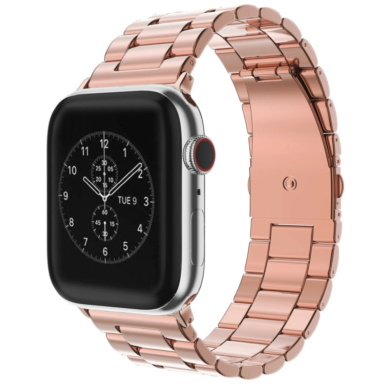 For Apple Watch Series 8&7 41mm / SE 2&6&SE&5&4 40mm / 3&2&1 38mm Fold Buckle 3 Beads Stainless Steel Watch Band